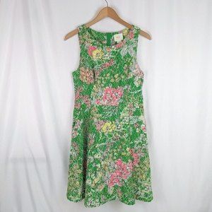 Anthro Maeve Retro Floral Lace Green Verbena Dress